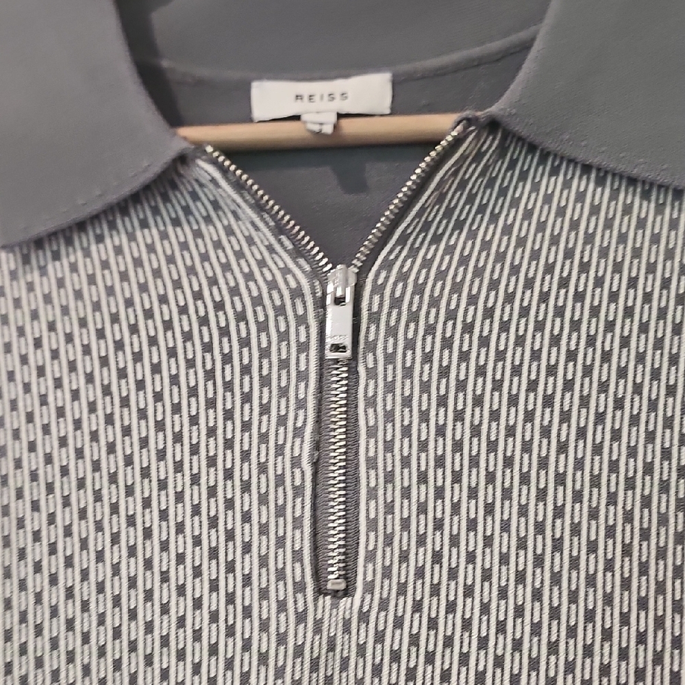 Reiss Textured Gray Polo Shirt - Picture 3 of 9